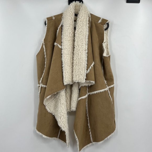 Xhilaration Jackets & Blazers - Xhilaration Brown Faux Leather Patchwork Vest